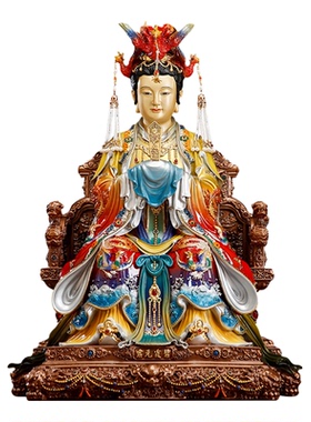 纯铜彩绘碧霞元君神像泰山奶奶