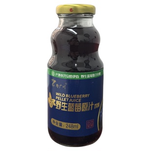 小兴安岭伊春特产隆广川野生蓝莓原汁饮料248ml/瓶蓝莓汁包邮