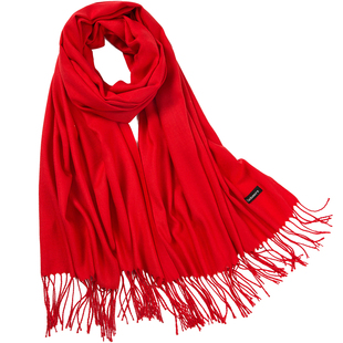 红围巾定制logo中国红年会印字活动保暖聚会流苏披肩围脖宗祠过寿