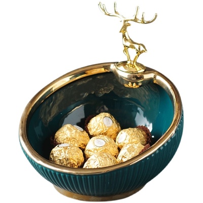 玄关入户门金鹿收纳陶瓷装饰品