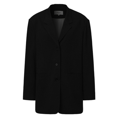 PAJA黑色西装外套女时髦感廓形宽松羊毛oversize休闲高级感西服