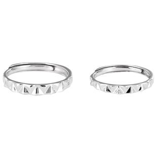 XXOFF满天星斗925银戒指满天星素圈镶钻小众情侣款对戒情人节礼物