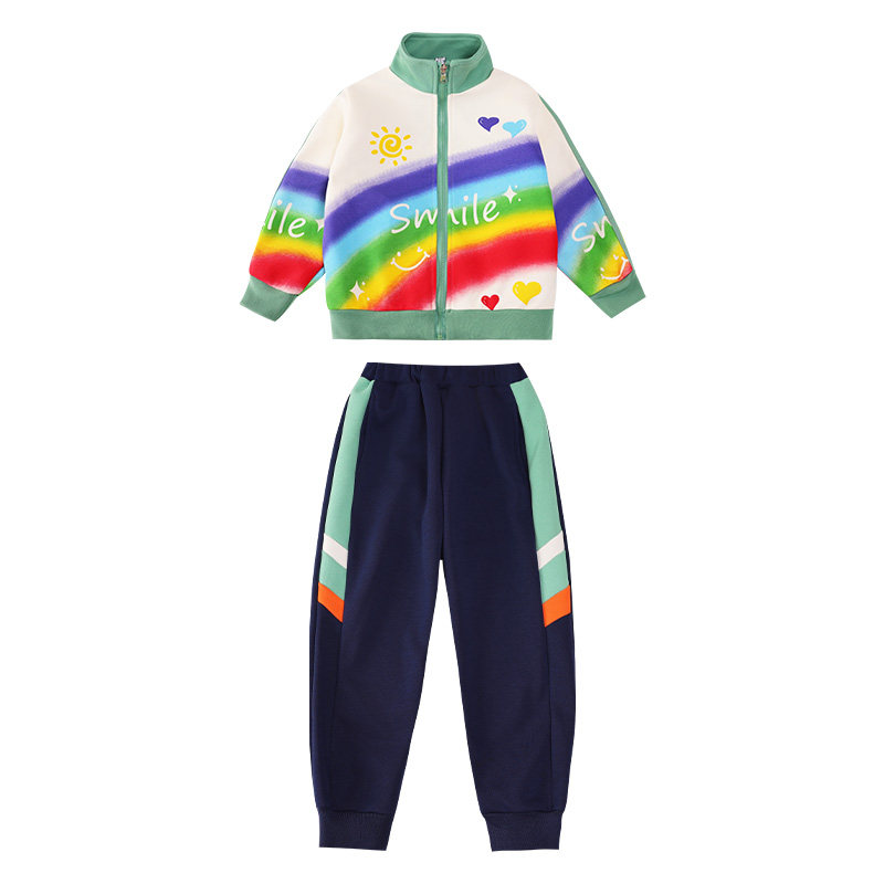 小学生校服春秋装三件套一年级秋季运动会彩虹团体班服幼儿园园服