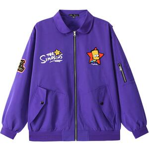 THE SIMPSONS辛普森一家夹克外套秋冬卡通字母飞行员男女同款潮流