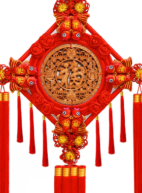 中缘结桃木中国结精细雕刻