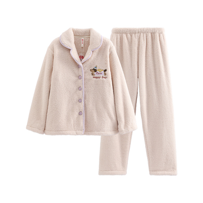 芬腾秋冬季珊瑚绒抗静电情侣睡衣