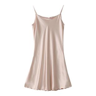 睡衣女夏天冰丝吊带裙性感睡裙高级感美背肩带大码宽松短裙家居服