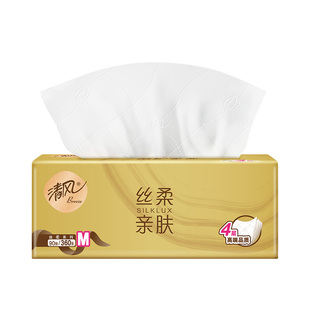 清风丝柔金装抽纸4层360张60包纸巾餐巾纸卫生纸整箱实惠装面巾纸
