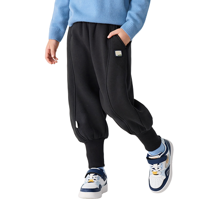 巴拉巴拉儿童加绒裤子男童女童束脚裤冬季新款童装宝宝运动裤黑色