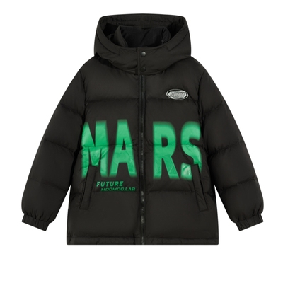 moomoo男童轻暖大字母连帽羽绒服