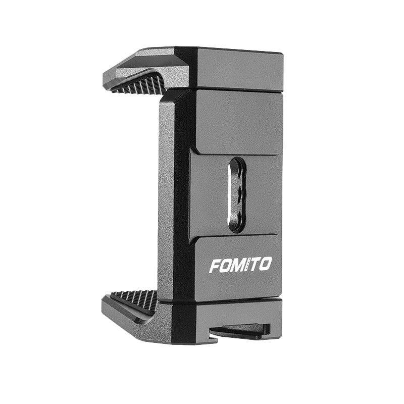 FOMITO铝合金充电宝手机夹双孔冷靴口桌面拍摄云台夹子360度旋转座直播摄影摄像支架多功能金属通用固定夹