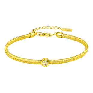 周大生DC金色黎明纯银手链复古精致叠搭蛇骨链素链新年情人节礼物