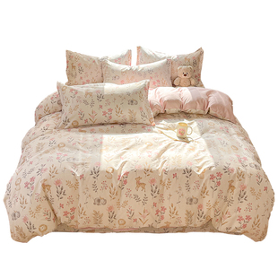 红豆纯棉床上四件套四季通用全棉被套被单三件套宿舍家用2026新款