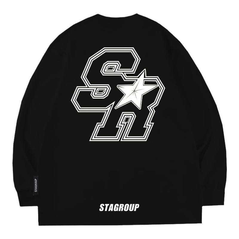 STASTASR轮廓印花基础长袖T恤