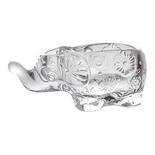 轻奢透明烟灰缸玻璃大象储物罐客厅办公室摆件家用水果盘子糖果篮