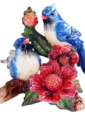 方亚陶瓷祝福中式客书房小鸟摆设