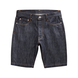 红风 503巴黎扣牛仔短裤男夏季原牛赤耳丹宁五分裤宽松直筒牛仔裤