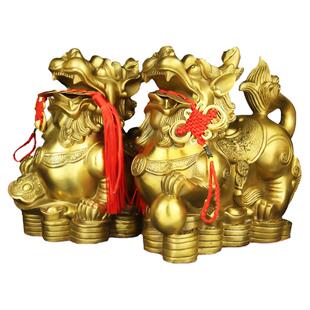 铜貔貅摆件一对招聚来财客厅店铺家居办公室装饰皮丘貔开业礼品