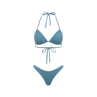 Yukari Swim2025新款高级感分体泳衣海边度假牛仔蓝平角比基尼