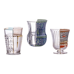 Seletti玻璃杯鸡尾酒杯套装三个杯子水杯杯子套装中西合璧创意杯