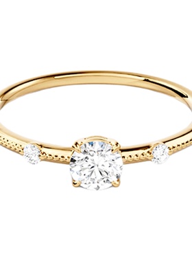 人工钻石戒指女戒婚戒18K金薄戒