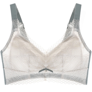 依曼丽无钢圈聚拢文胸性感薄款大码大胸显小内衣女收副乳防下垂