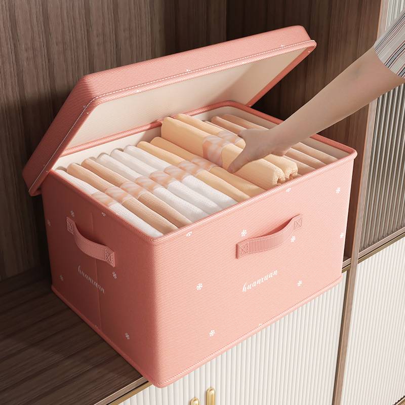 新品 华达呢布艺折叠收纳箱家用玩具整理盒棉被衣物带盖储物箱一