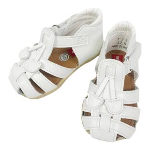 日本直邮mikihouse女童皮凉鞋学步二段日本制包头可爱公主风童鞋