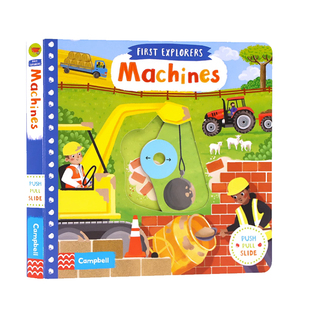 小小探险家系列机关操作书机器First Explorers Machines英文原版绘本幼儿童科普启蒙认知探索推拉滑动纸板书亲子玩具书1-2-3-6岁