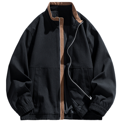 双拉链古着底特律立领工装外套男