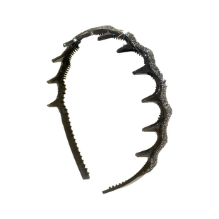 水钻黑色高颅顶发箍带齿防滑女2026新款高级感日常外戴头饰头箍