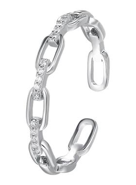 S925纯银个性猪鼻子戒指女链条戒时尚气质百搭小众设计高级感指环