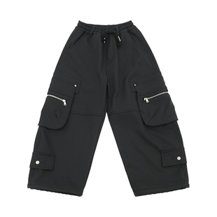 男童加绒裤子2025冬装新款自制中大童棉长裤一体厚棉裤儿童工装裤