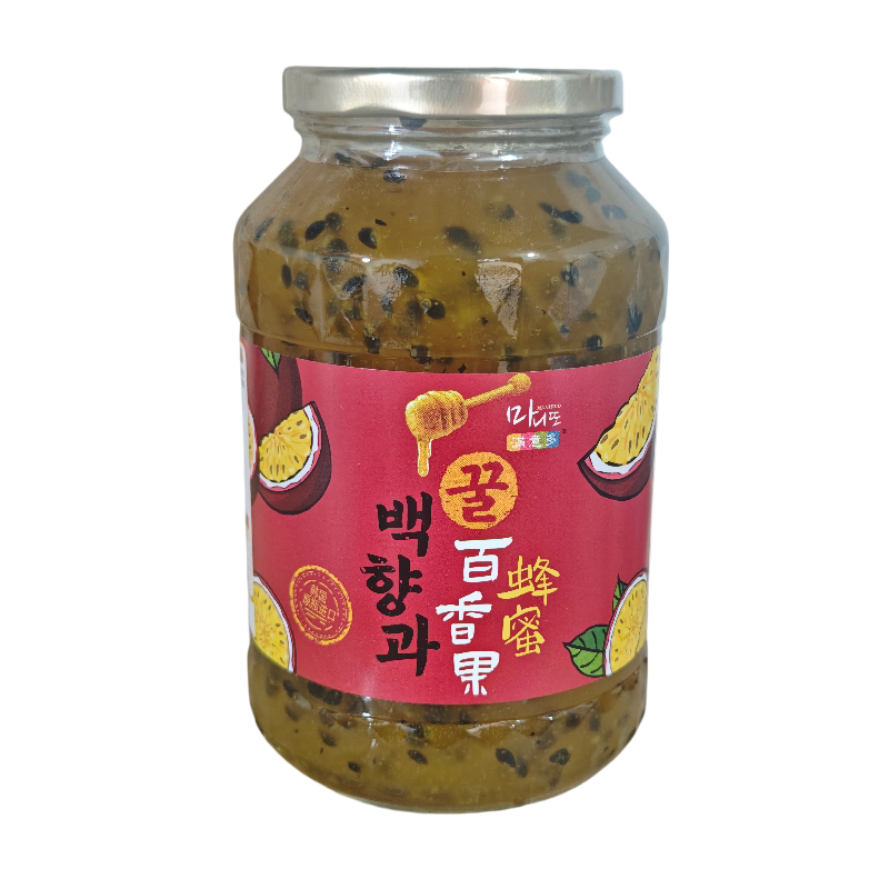 进口韩国满意多蜂蜜百香果茶1kg 柚子茶酱蜜炼果味茶热饮冷冲饮品