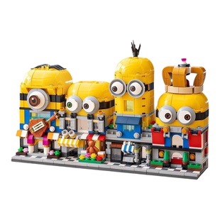 儿童玩具积木大眼小黄人街景拼装模型萌趣摆件系列男女孩生日礼物