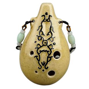 风雅陶笛 6AC陶笛 6孔中音C调葫芦型浮雕款陶笛 初学入门送教材