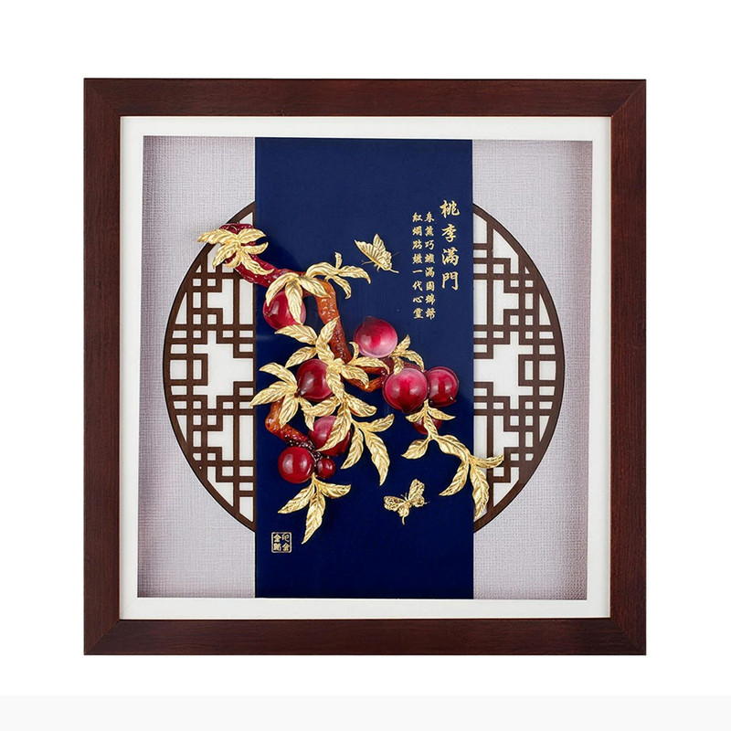 铜礼阁足金金箔桃李满门摆件