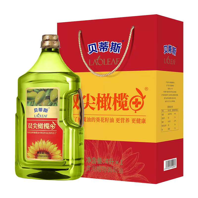 贝蒂斯双尖橄榄+葵花橄榄调和油4L食用油炒菜营养健康家庭大容量