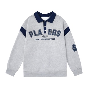 春秋季新款青少年长袖t恤卫衣男生初高中学生翻领大童男装上衣士