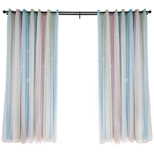 北欧窗帘现代简约卧室全遮光布客厅防晒双层星空ins网红飘窗成品