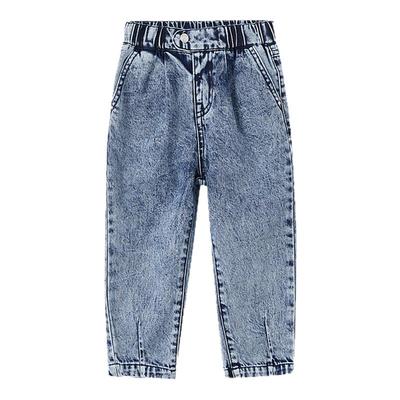 mecity kids童装夏女童纯棉松紧腰收脚口牛仔长裤舒适百搭裤子