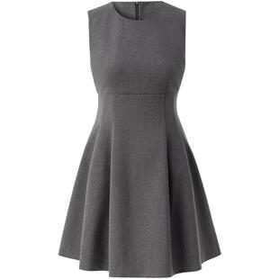 太平鸟女装圆领优雅连衣裙2025秋季西裤收腰短款伞裙气质无袖裙*