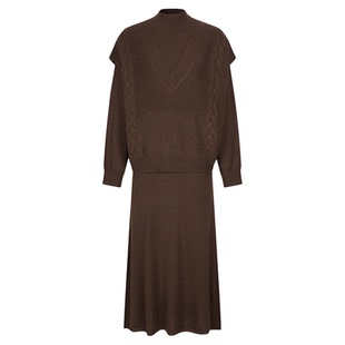 MOUSSY 冬季新品简约通勤风两件套针织连衣裙女028HAZ70-1301