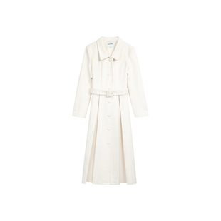 pusumede 署名为冬 千金风翻领廓形呢子大衣女中长款收腰毛呢外套