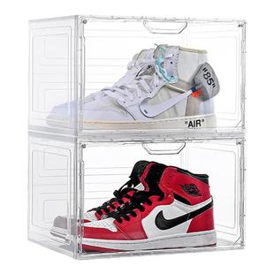 RMAX透明鞋盒球鞋收纳盒亚克力磁吸塑料折叠鞋柜架家用省空间神器