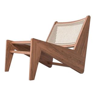 悠云cassina设计经典昌迪加尔侘寂风单人椅柚木藤编椅沙发单人椅