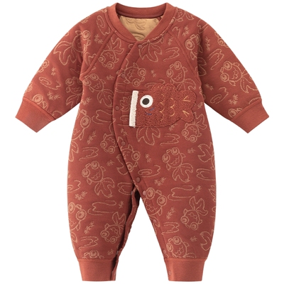 宝宝夹丝棉保暖连体衣秋冬季