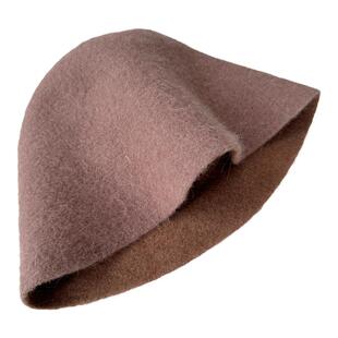 两面戴~慵懒感羊毛混纺安哥拉兔毛盆帽女保暖渔夫帽软造型帽子冬