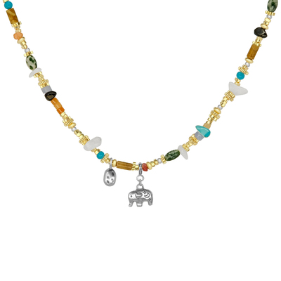 LAZYCIRCLES天然混石小象项链