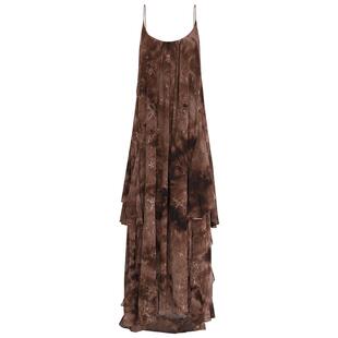 COCOBELLA侘寂风手工扎染超大摆吊带裙长裙刺绣亮片连衣裙FR3223